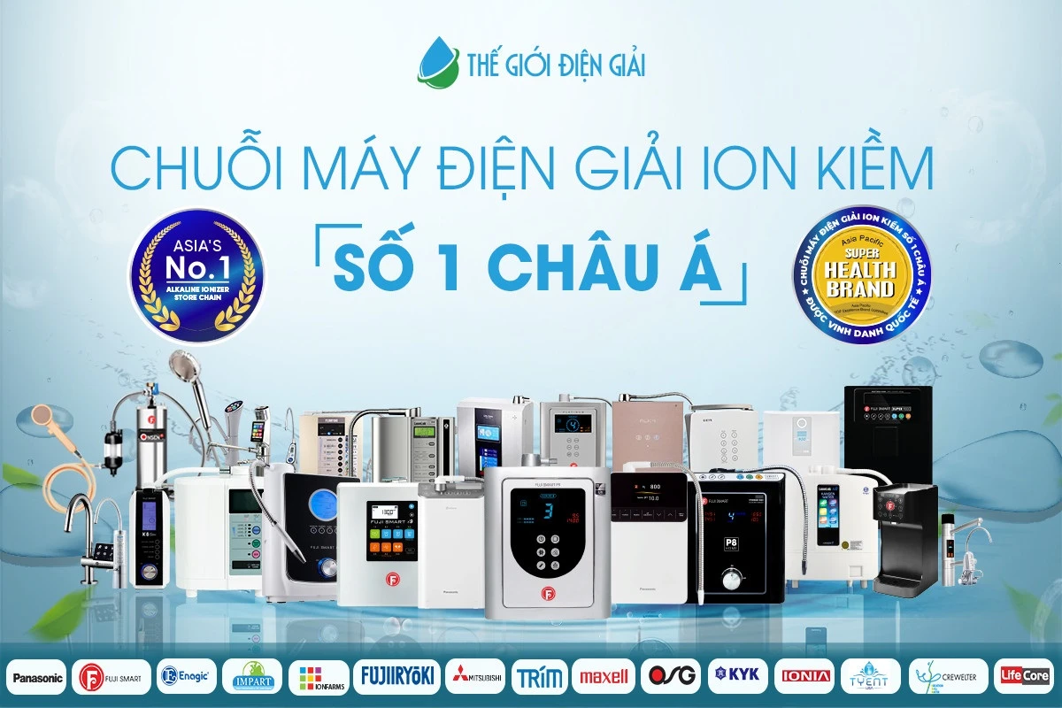 Các dòng sản phẩm máy lọc nước điện giải ion kiềm được phân phối tại chi nhánh Vũng Tàu của Thế Giới Điện Giải